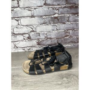 Loeffler Randall Black Leather Pascal Gladiator Strappy Sandals Women Sz 38EU/7M